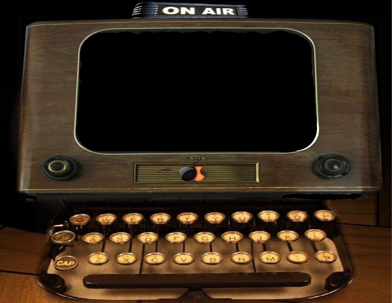 vintage typewriter with on air sign