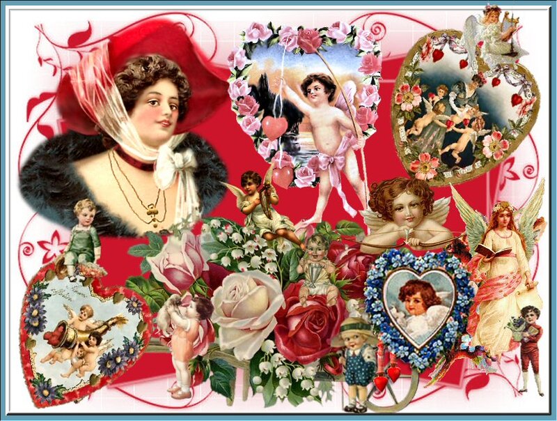 Vintage Valentine Collage — Red