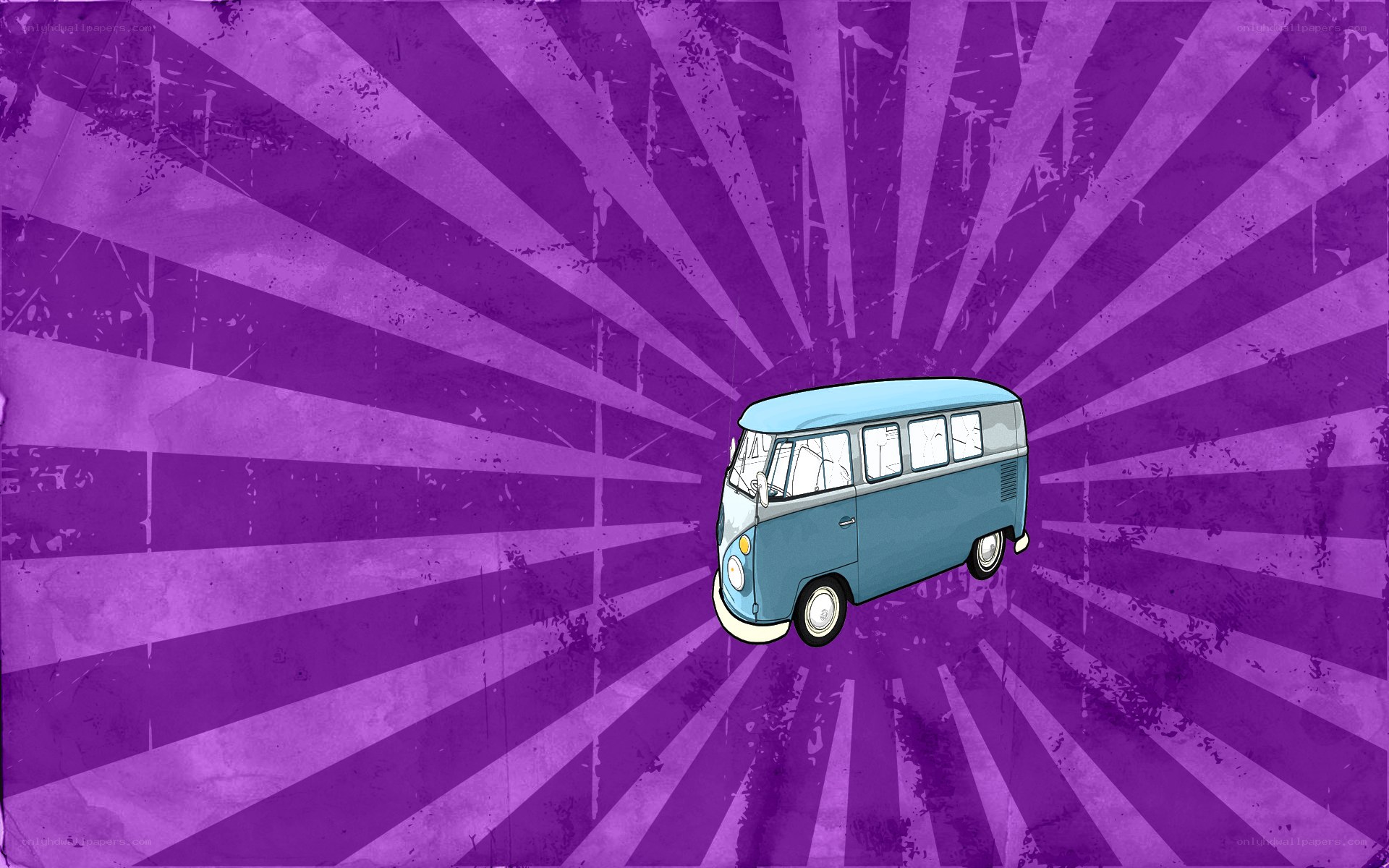 vintage van on purple background