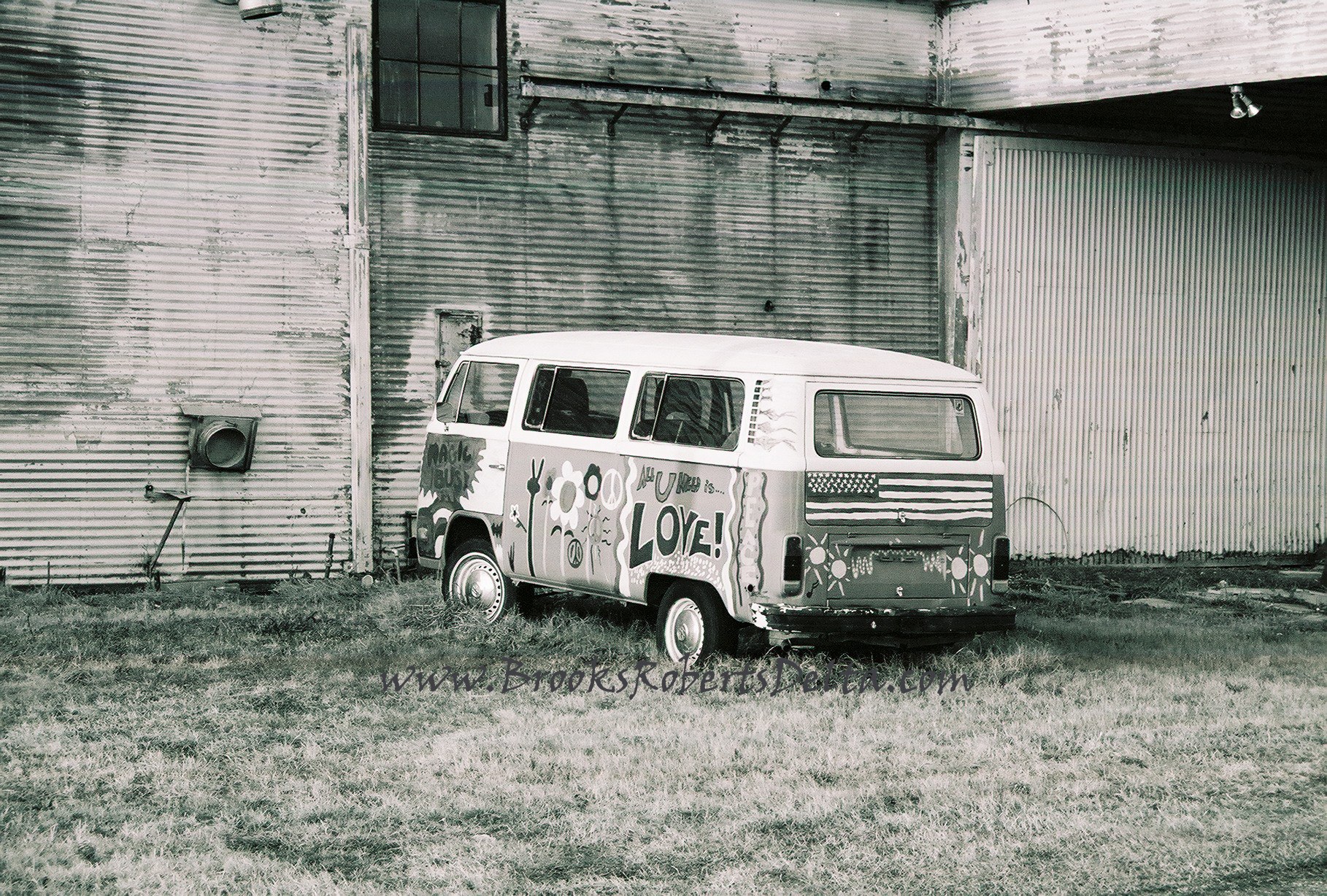 vintage van with peace art