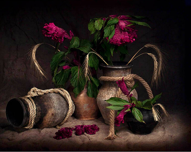 Vintage Vases with Flowers