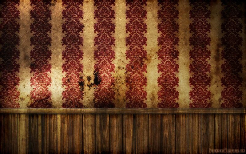 vintage wallpaper and wood paneling