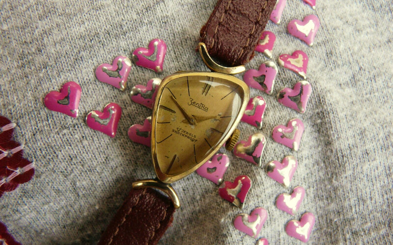 Vintage Watch with Hearts