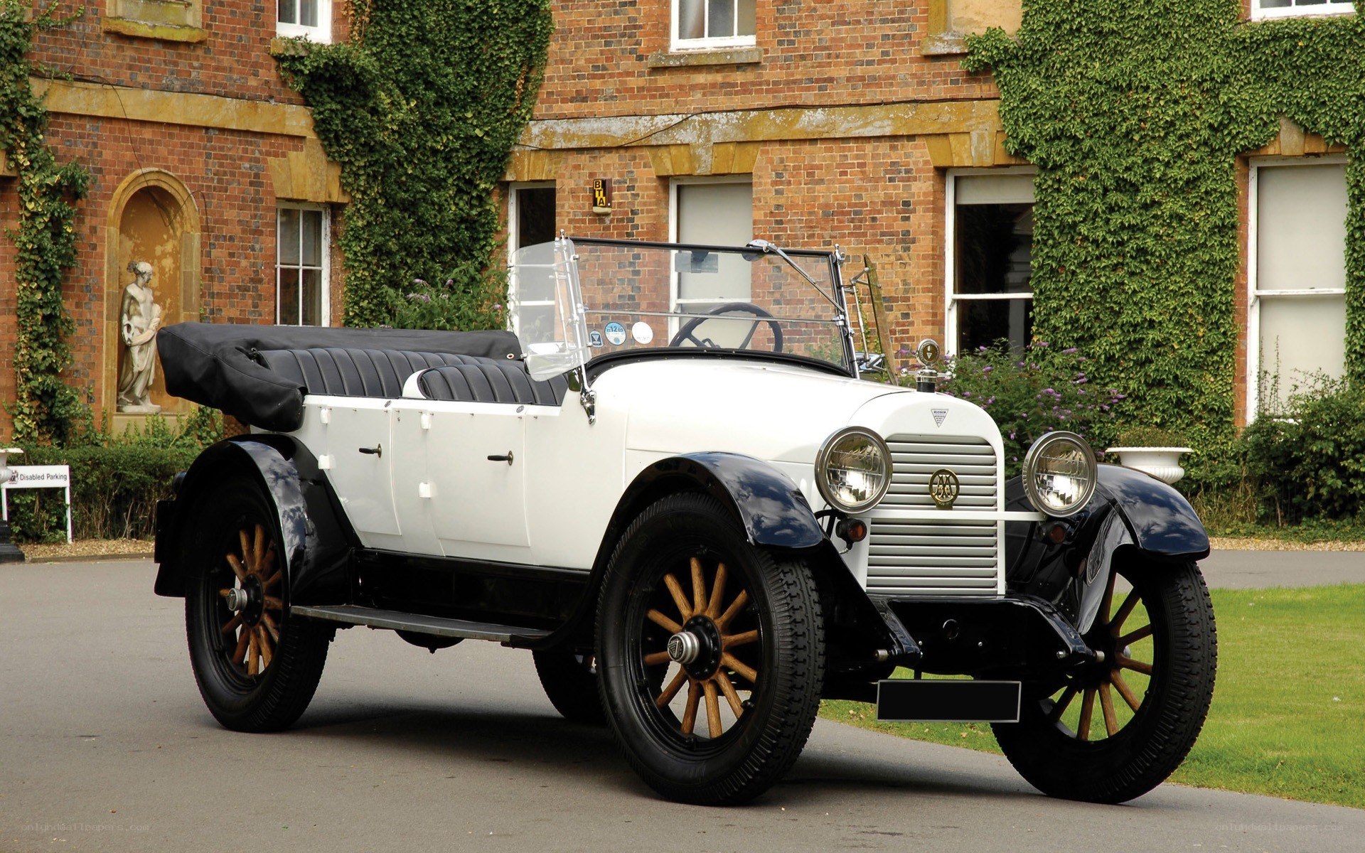 Vintage white convertible car