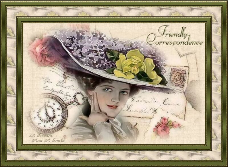 Vintage woman with hat and letter