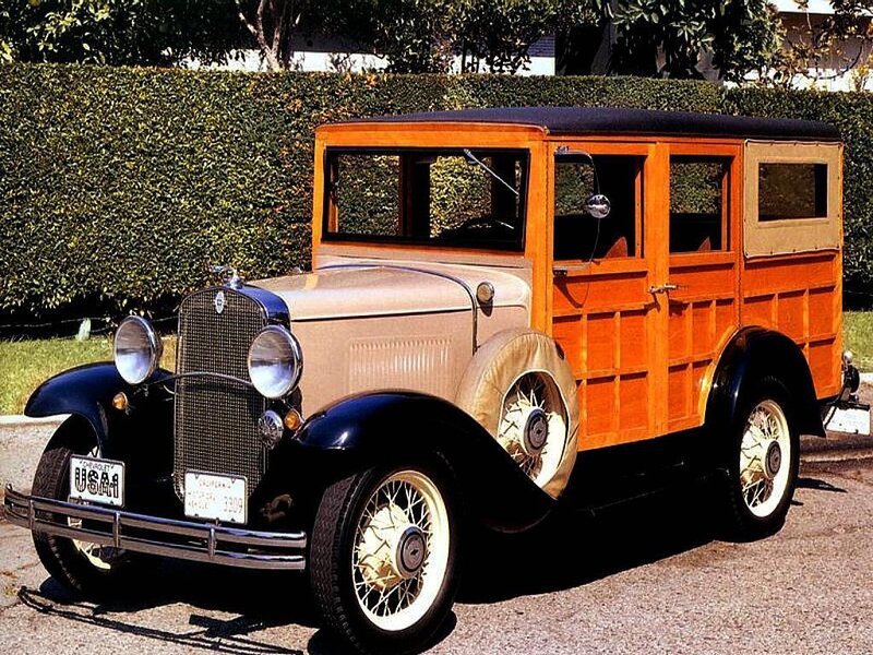Vintage wood-paneled car