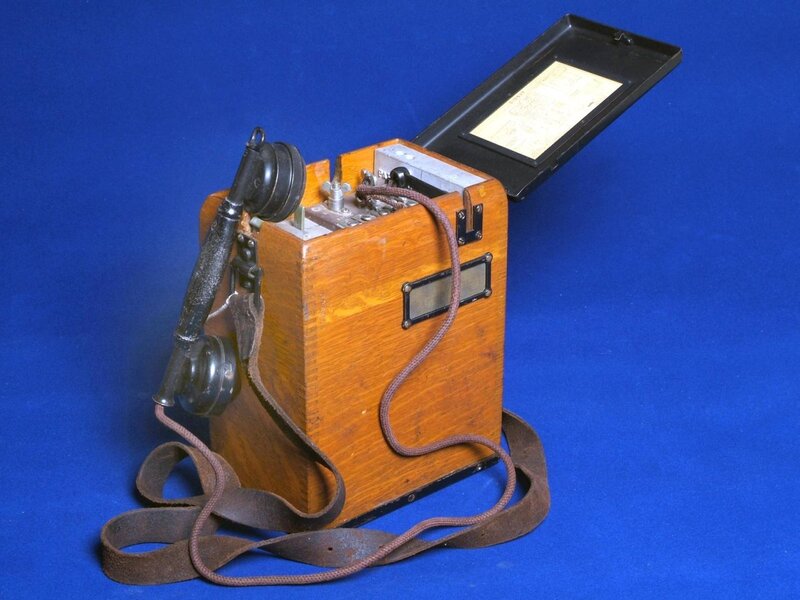 Vintage wooden telephone receiver