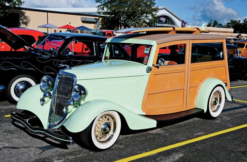 Vintage Woodie Station Wagon — Light Green
