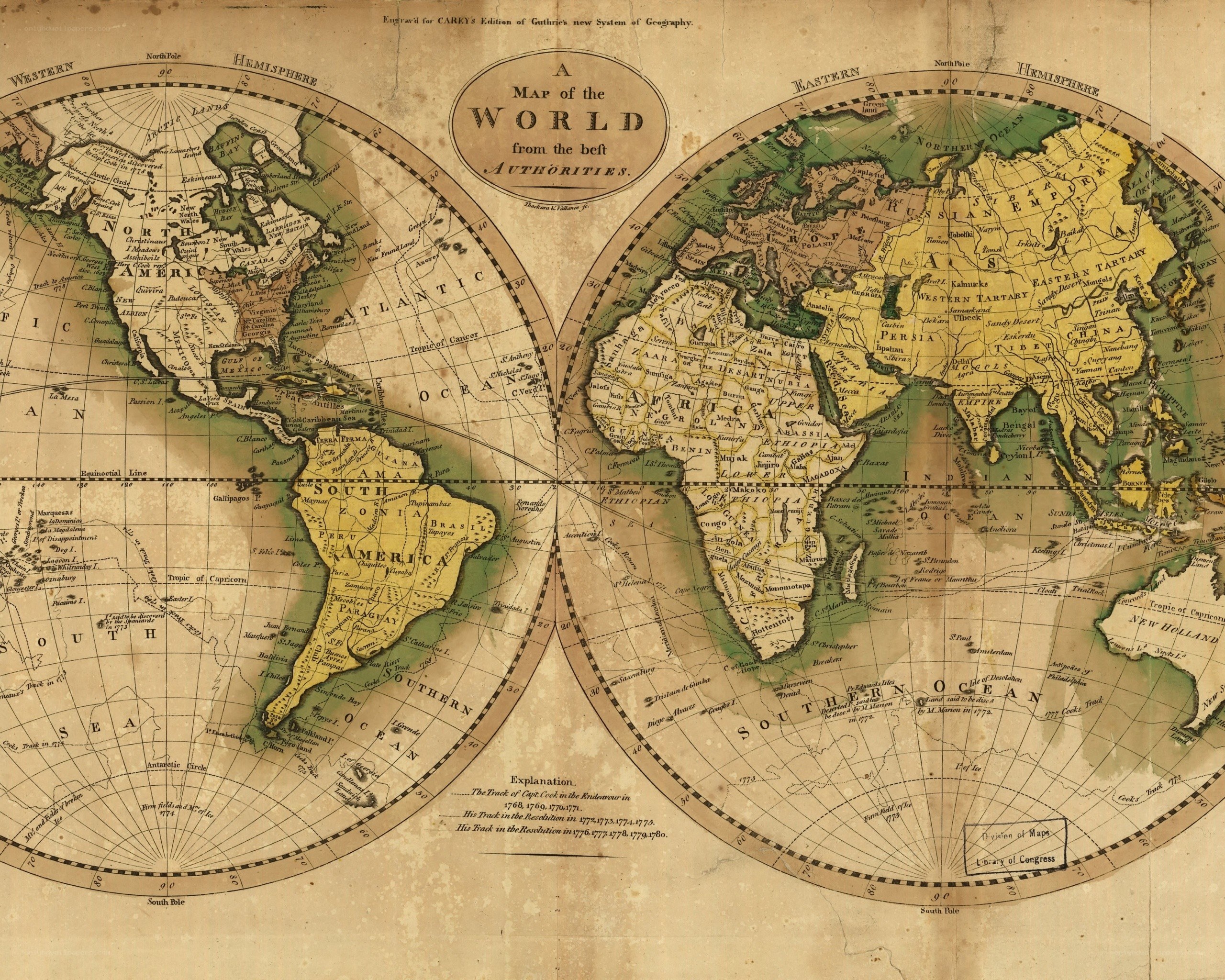 Vintage world map from 1789