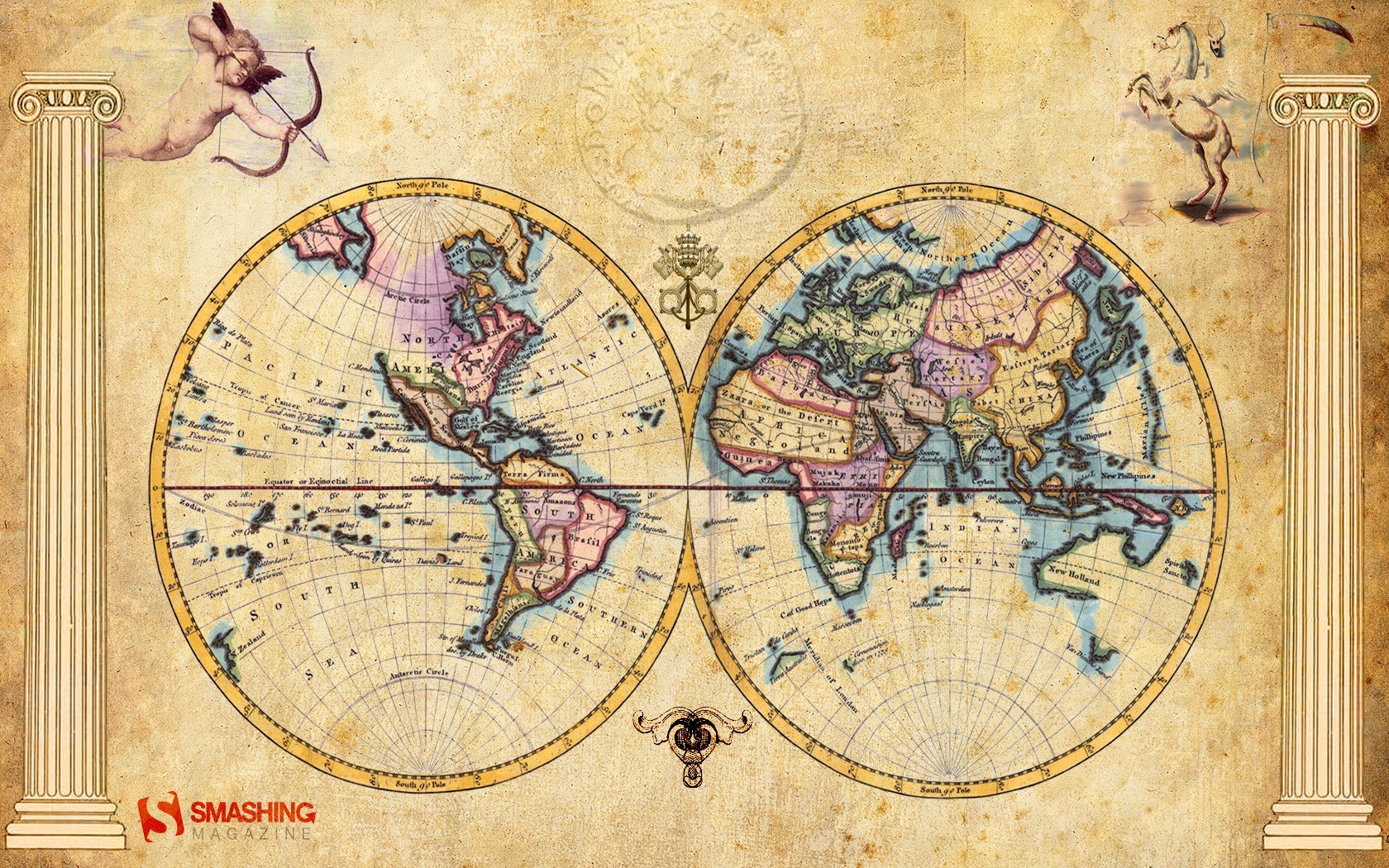 vintage world map illustration