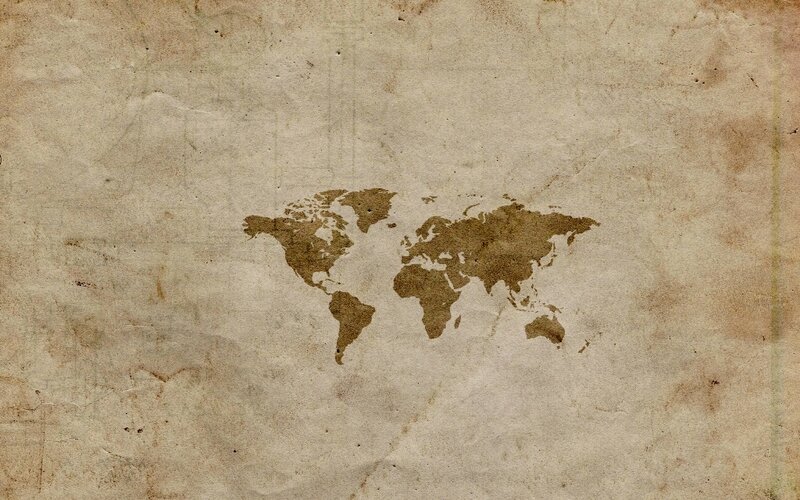 vintage world map on aged paper