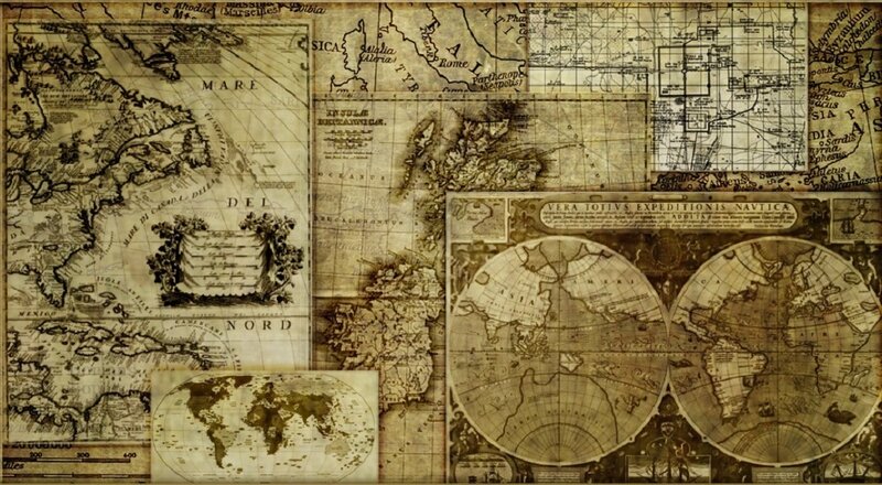 vintage world maps collage