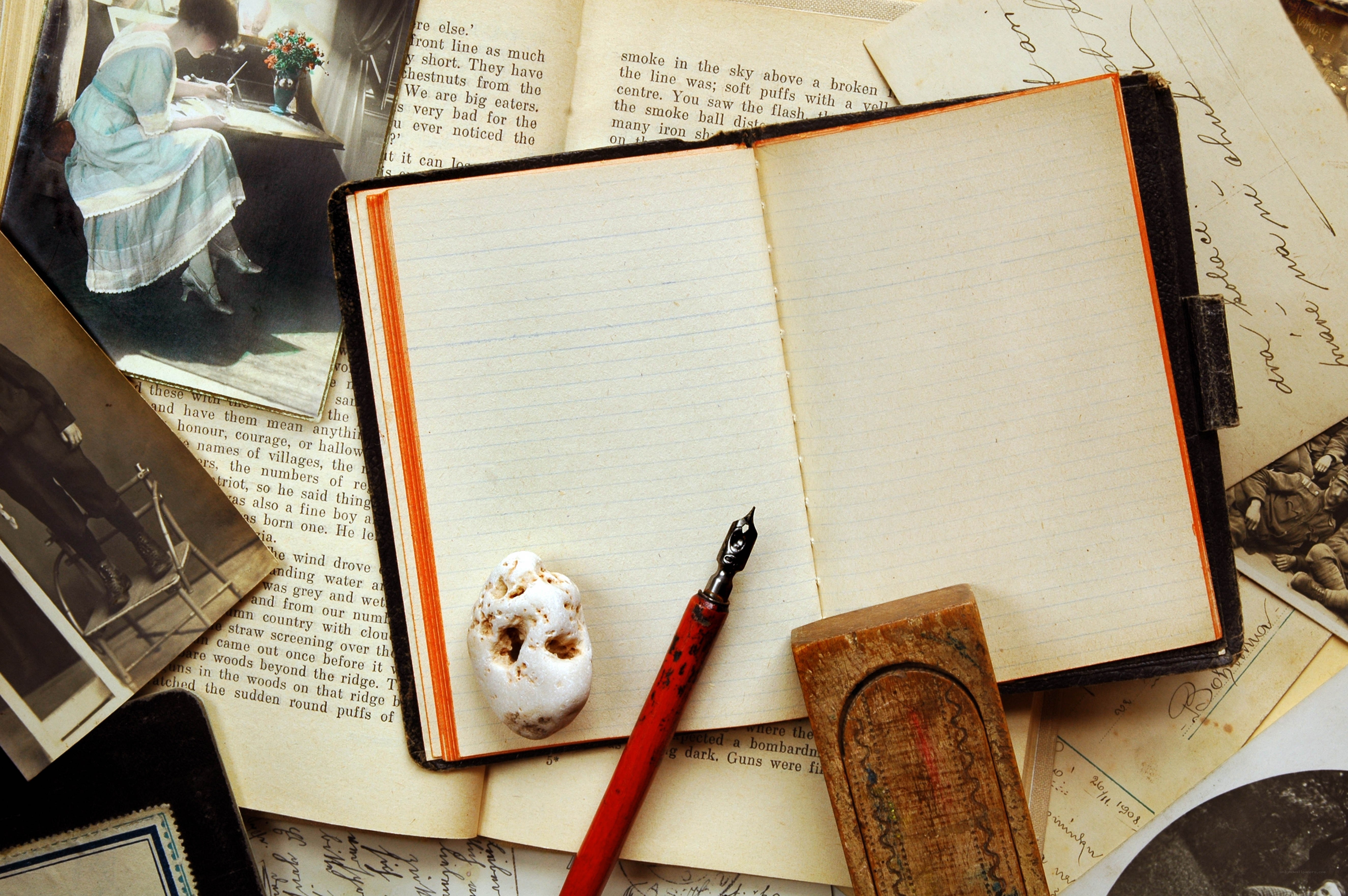 vintage writing tools and photos