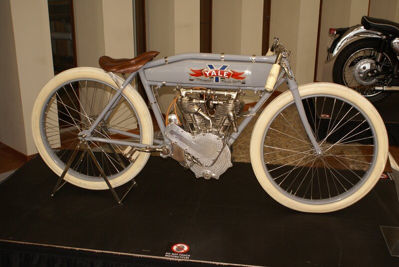 Vintage Yale motorcycle on display