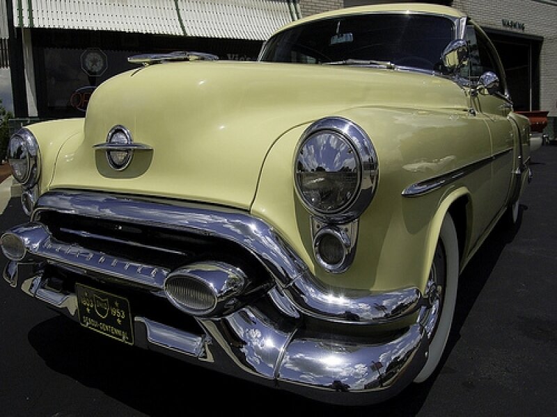 vintage yellow car front view