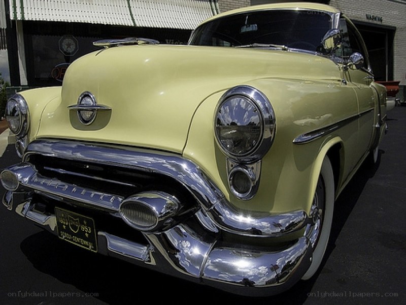 vintage yellow car front view