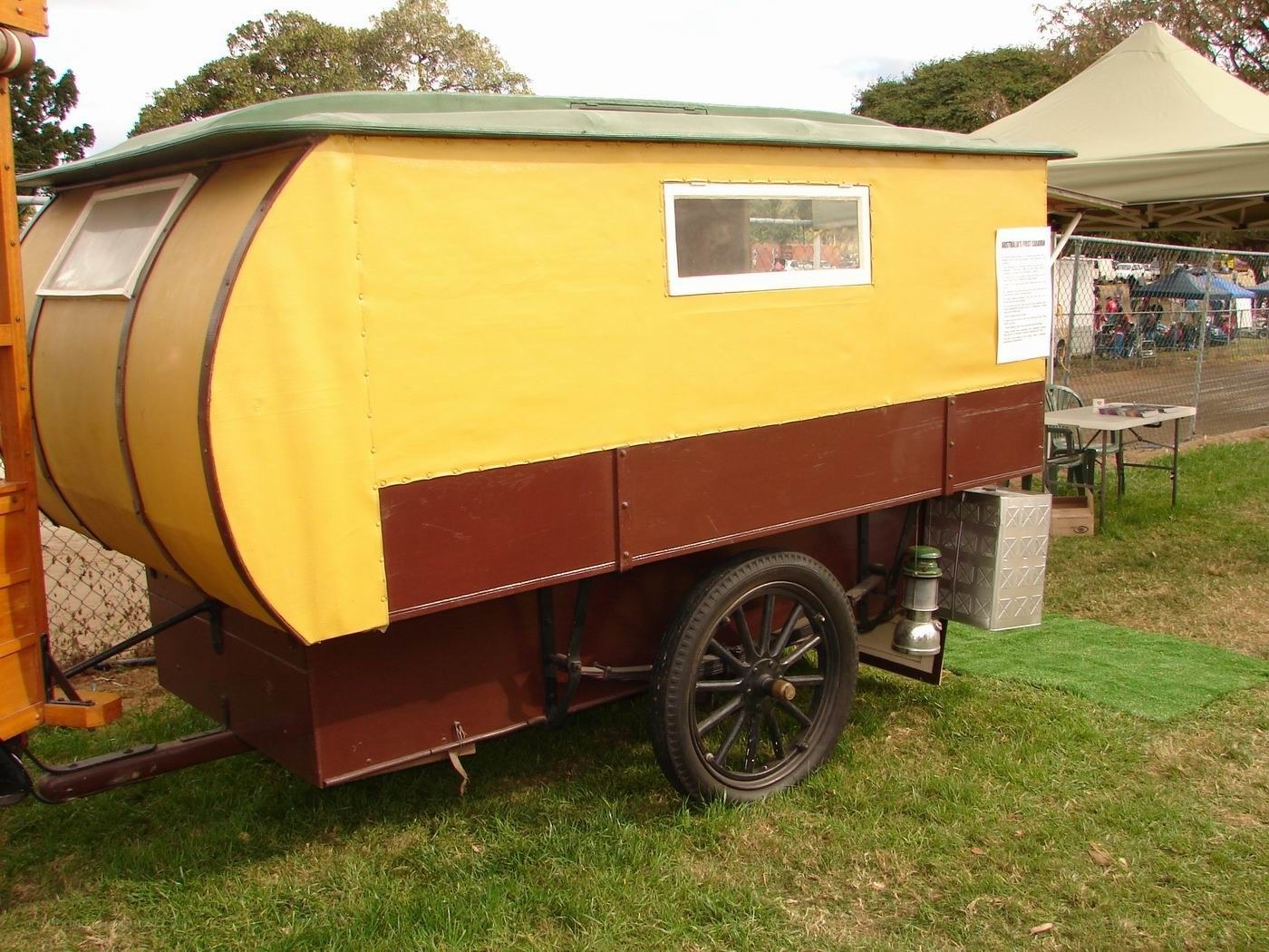 vintage yellow caravan trailer
