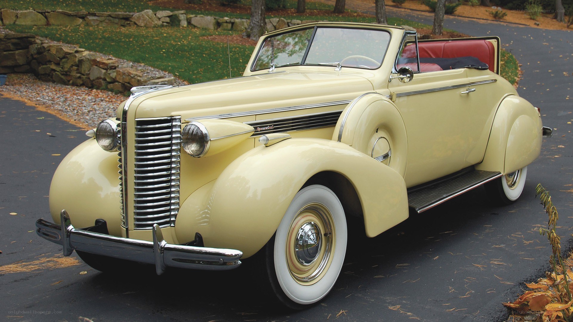 vintage yellow convertible car