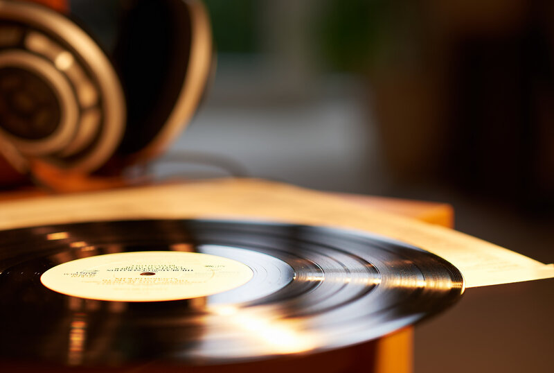 Vinyl Record on Turntable — Black