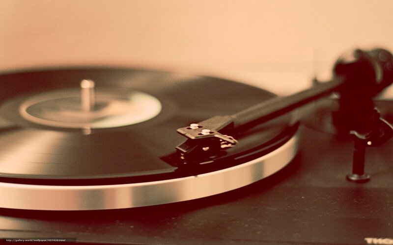 vinyl record player in action