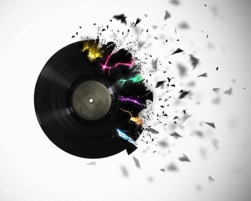 Vinyl Record Shattering — Black, Dramatic