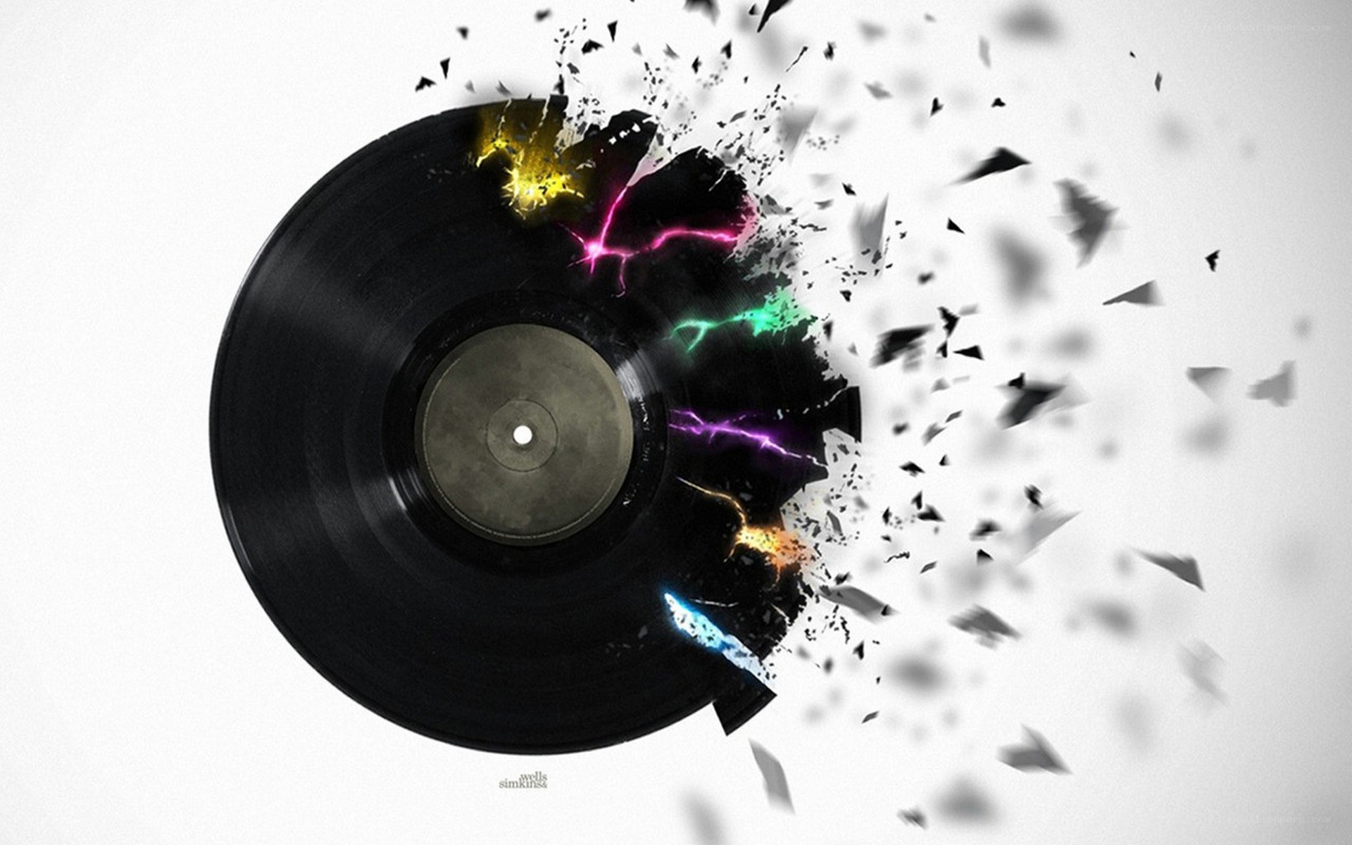 vinyl record shattering with energy