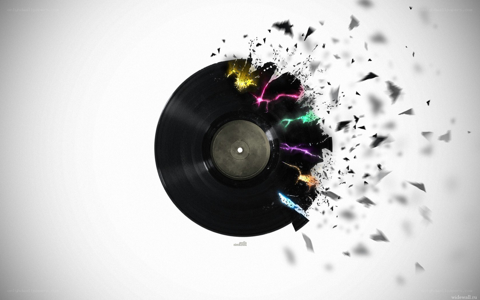 Vinyl record shattering with energy