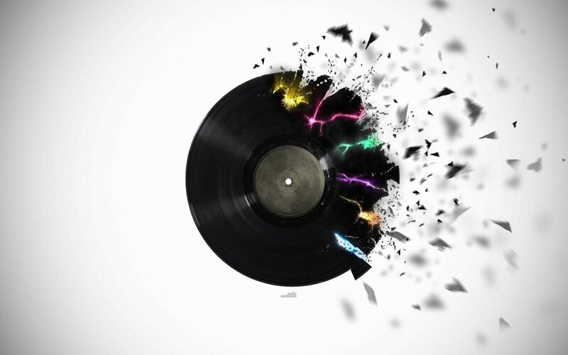Vinyl record shattering with energy