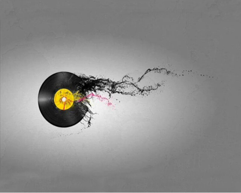 Vinyl record with abstract splash