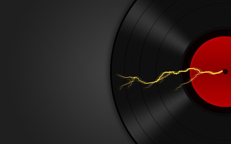 Vinyl record with lightning bolt