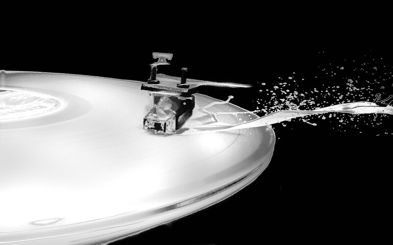 Vinyl record with liquid splash