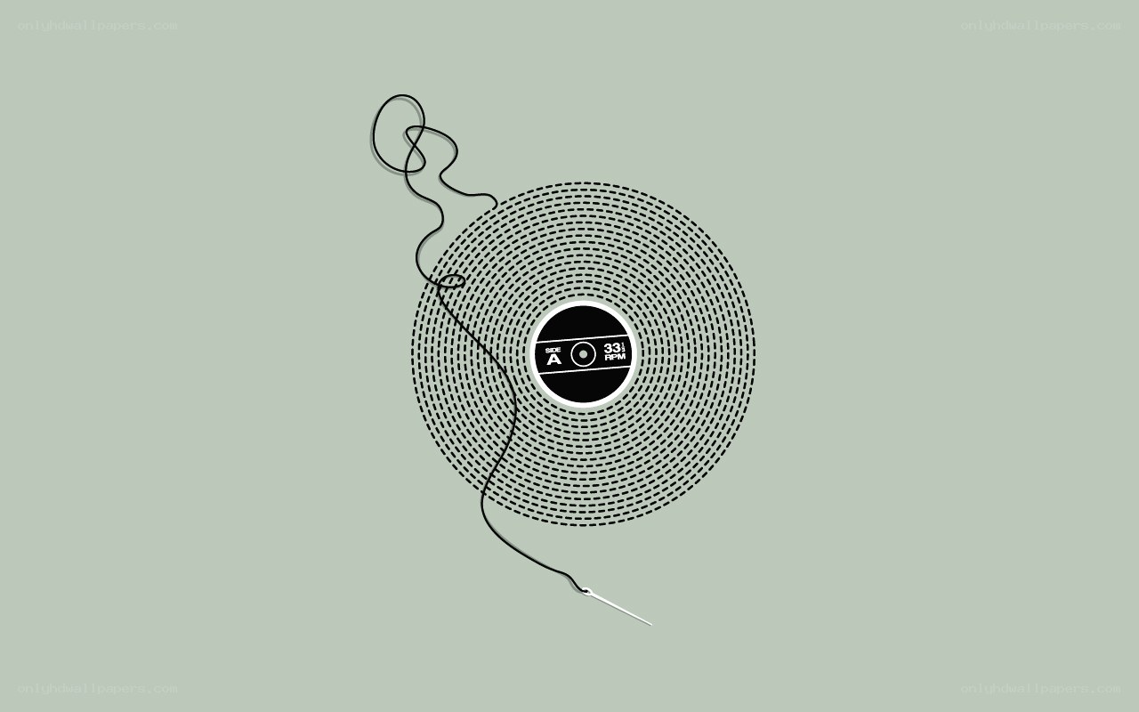 vinyl record with needle