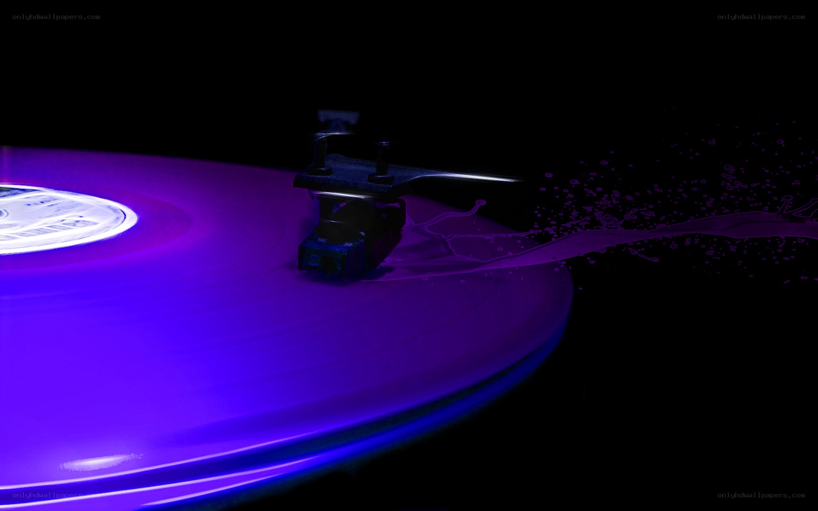 vinyl record with purple light