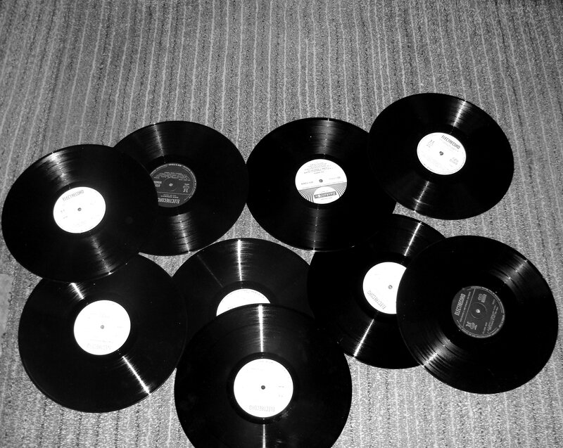 vinyl records on carpet