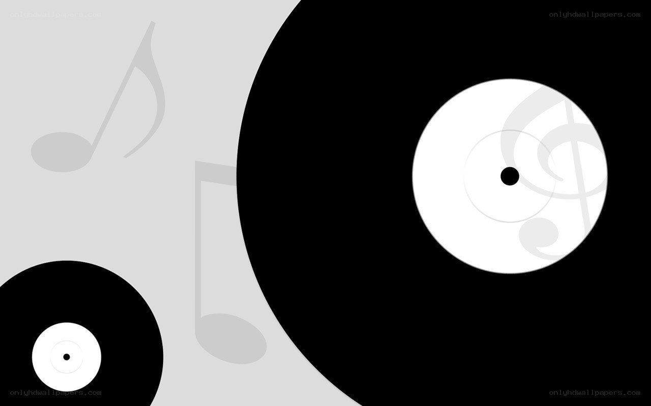 vinyl records with music notes