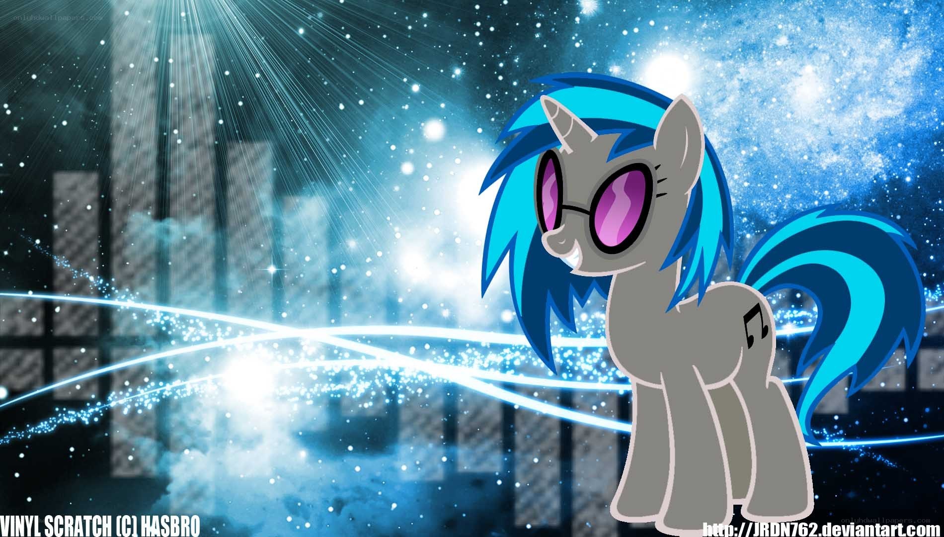 Vinyl Scratch in a starry city