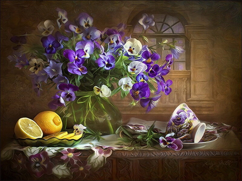 Violet Flowers and Lemons — Purple