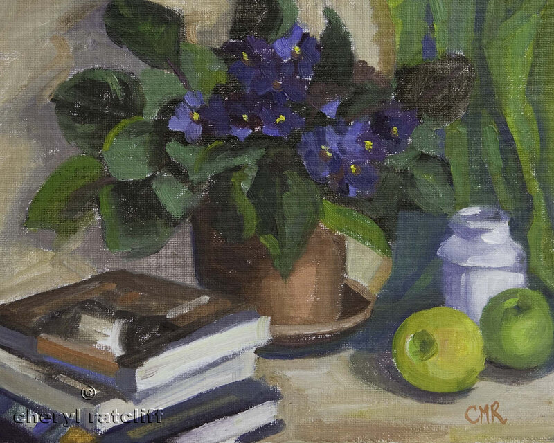Violet Flowers in Pot — Purple