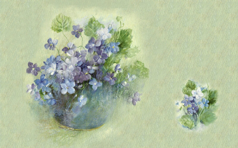 Violet Flowers in Vase — Green