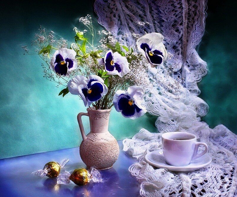 Violet Flowers in Vase