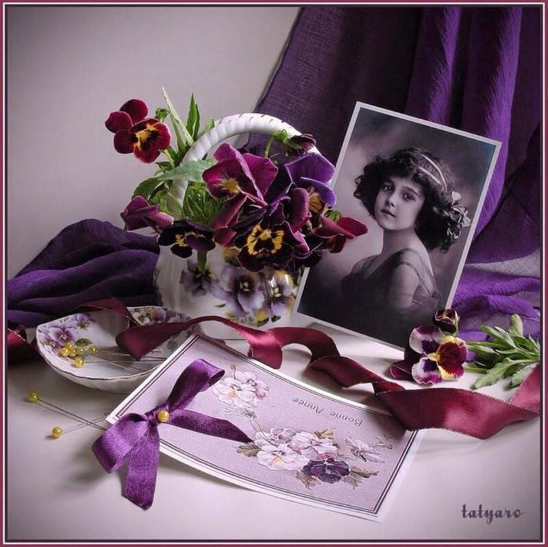 Violet Pansies in Basket