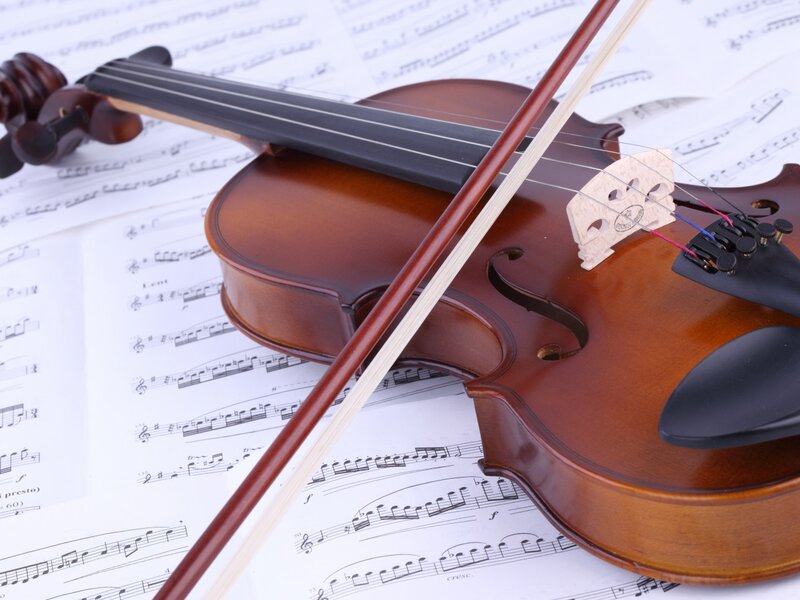 Violin and Bow on Sheet Music