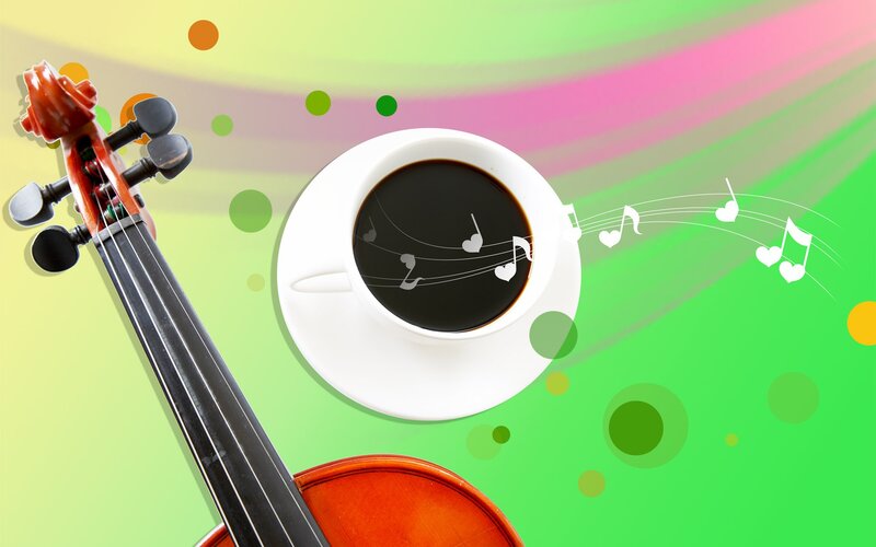 Violin and Coffee Cup — Green
