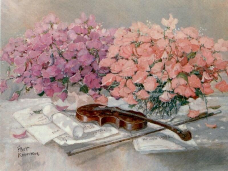 Violin and Flowers — Pink