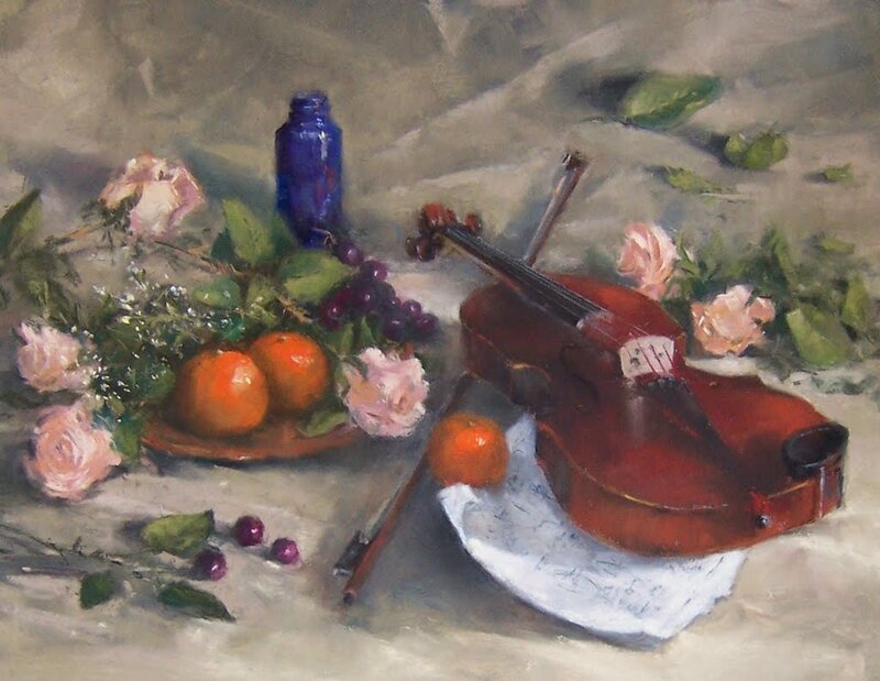 Violin and Fruit Still Life