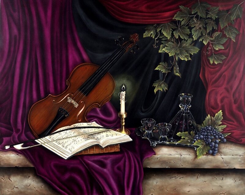 Violin and Grapes