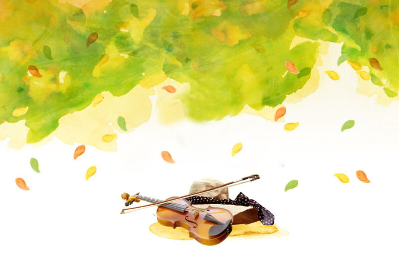 Violin and Hat on Ground