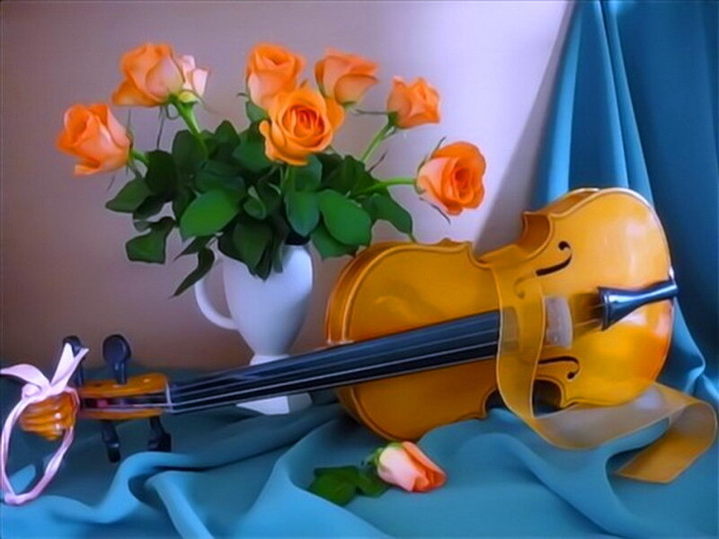 Violin and Roses — Orange