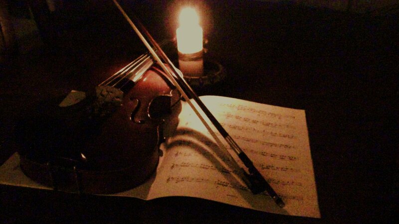 Violin and Sheet Music — Black