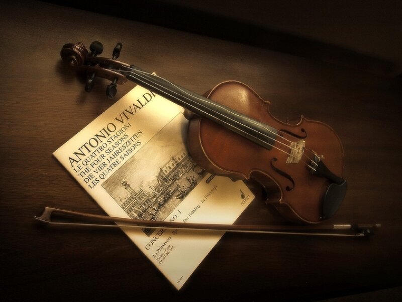 Violin and Sheet Music — Brown